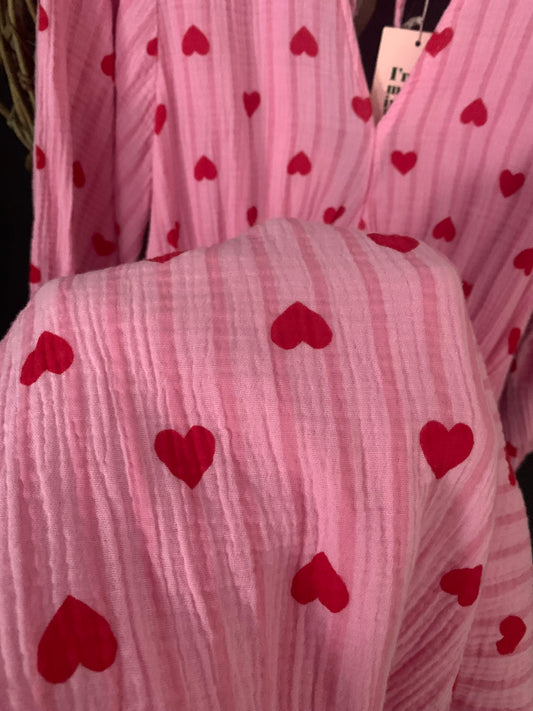 Musselin Kleid Sommerkleid Herzchen Hippie Boho