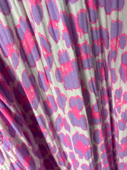 Curvy Musselin Kleid Leo Leoprint Hippie Ibiza Boho Sommerkleid