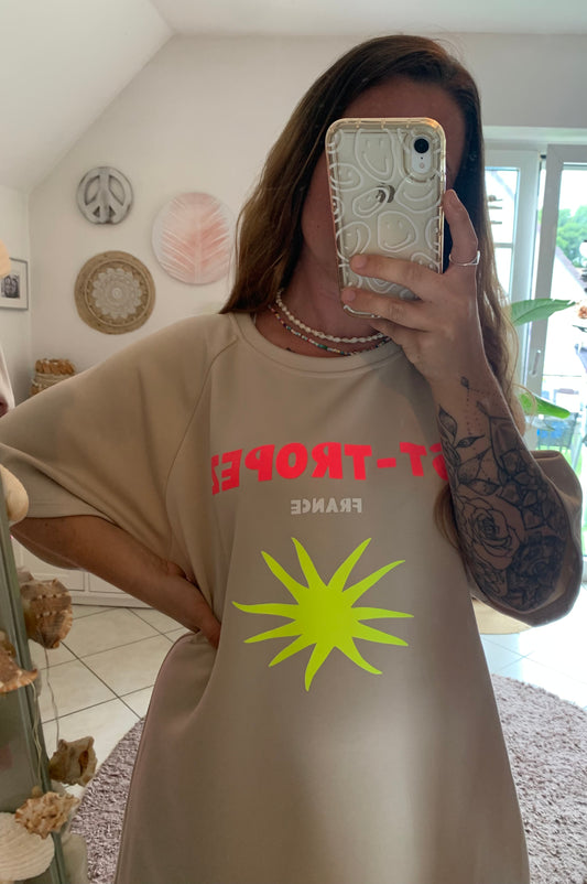 Shirtkleid St.Tropez Statement Neon Hippie Sommerkleid