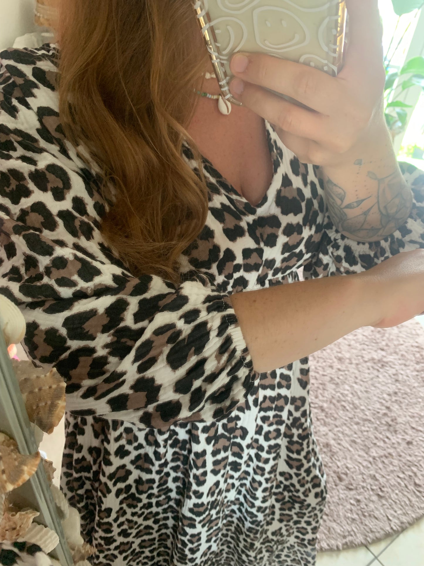 Musselin Kleid Leo Leoprint Hippie Ibiza Boho Sommerkleid