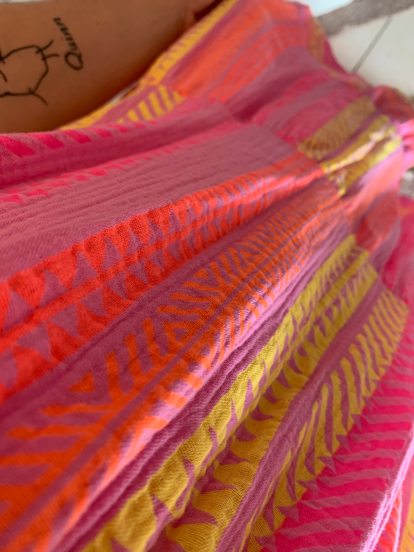 Musselin Kleid Sommerkleid Trägerkleid Spaghettiträger Hippie Boho Ethno Bloggerstyle Neon