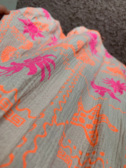 Musselin Trägerkleid Muscheln Sommerkleid Spaghettiträger