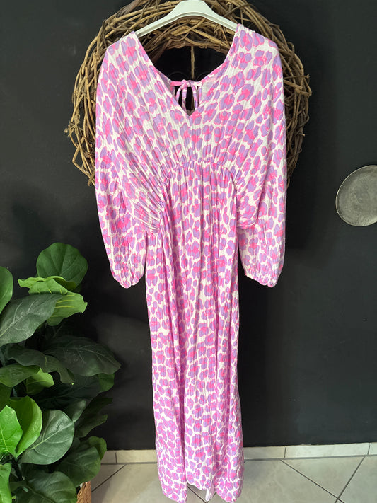 Curvy Musselin Kleid Leo Leoprint Hippie Ibiza Boho Sommerkleid