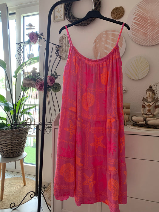 Musselin Trägerkleid Muscheln Sommerkleid Spaghettiträger
